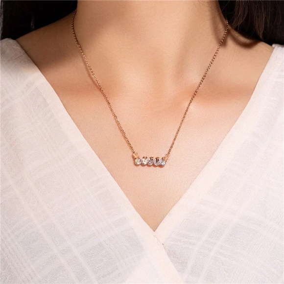 Water Resistant Rose Gold Queen of Diamond CZ Necklace, Pendant Necklace - Picture 2 of 7